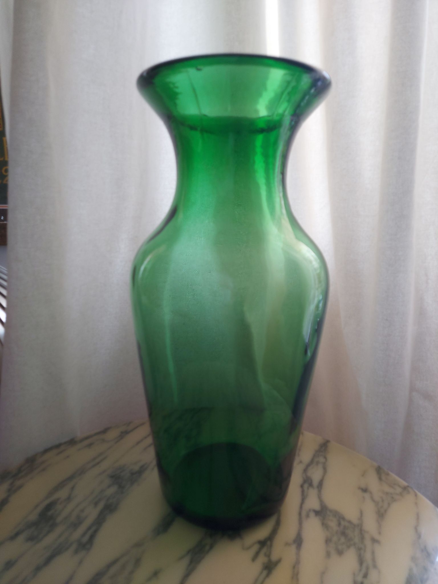 Blown glass vase, bottle green