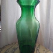 Blown glass vase, bottle green