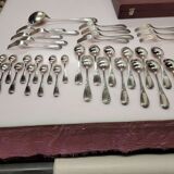 Old silver metal service with box