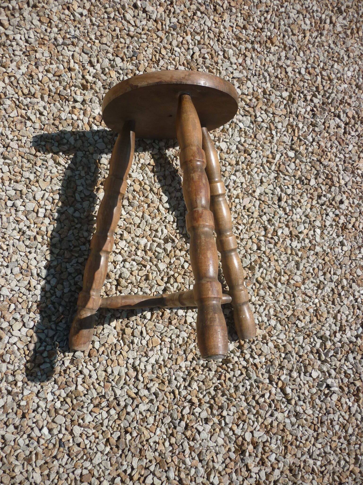 Vintage wooden tripod stool
