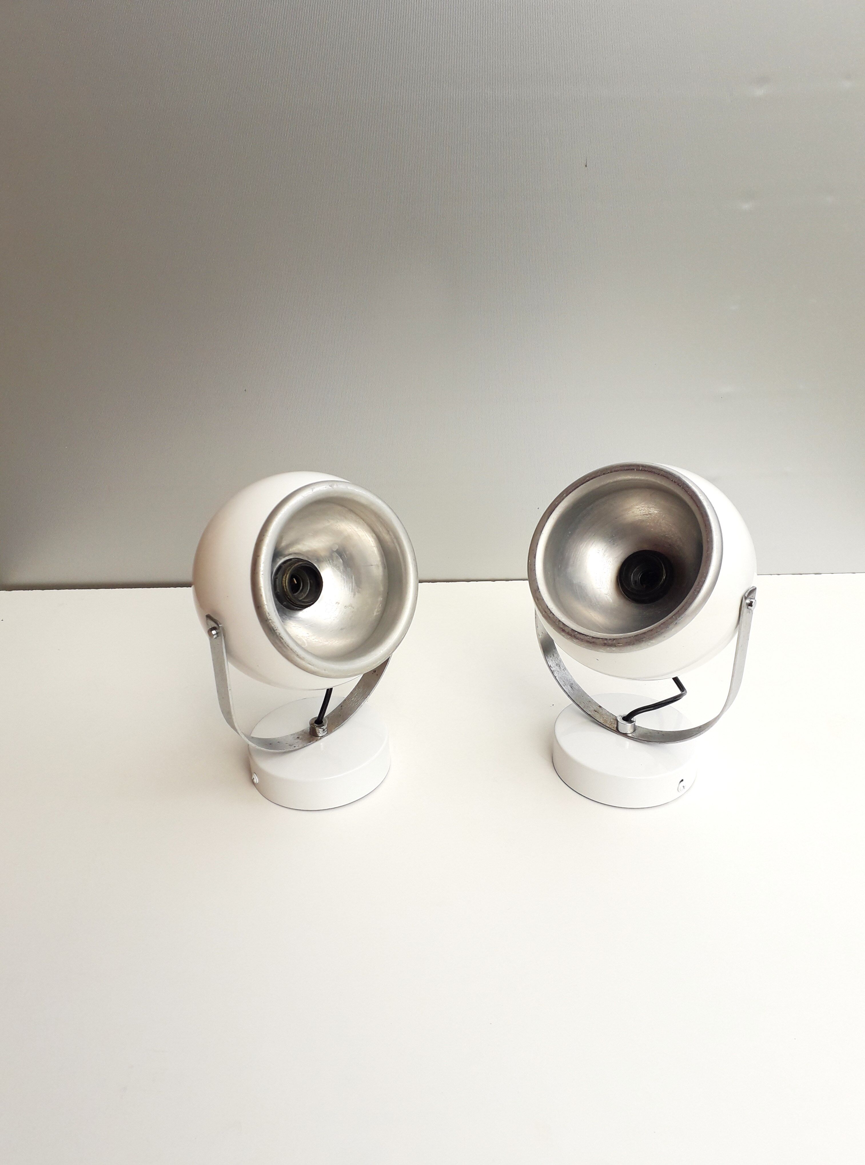 Pair of wall lights eyeball - lacquered white -1970