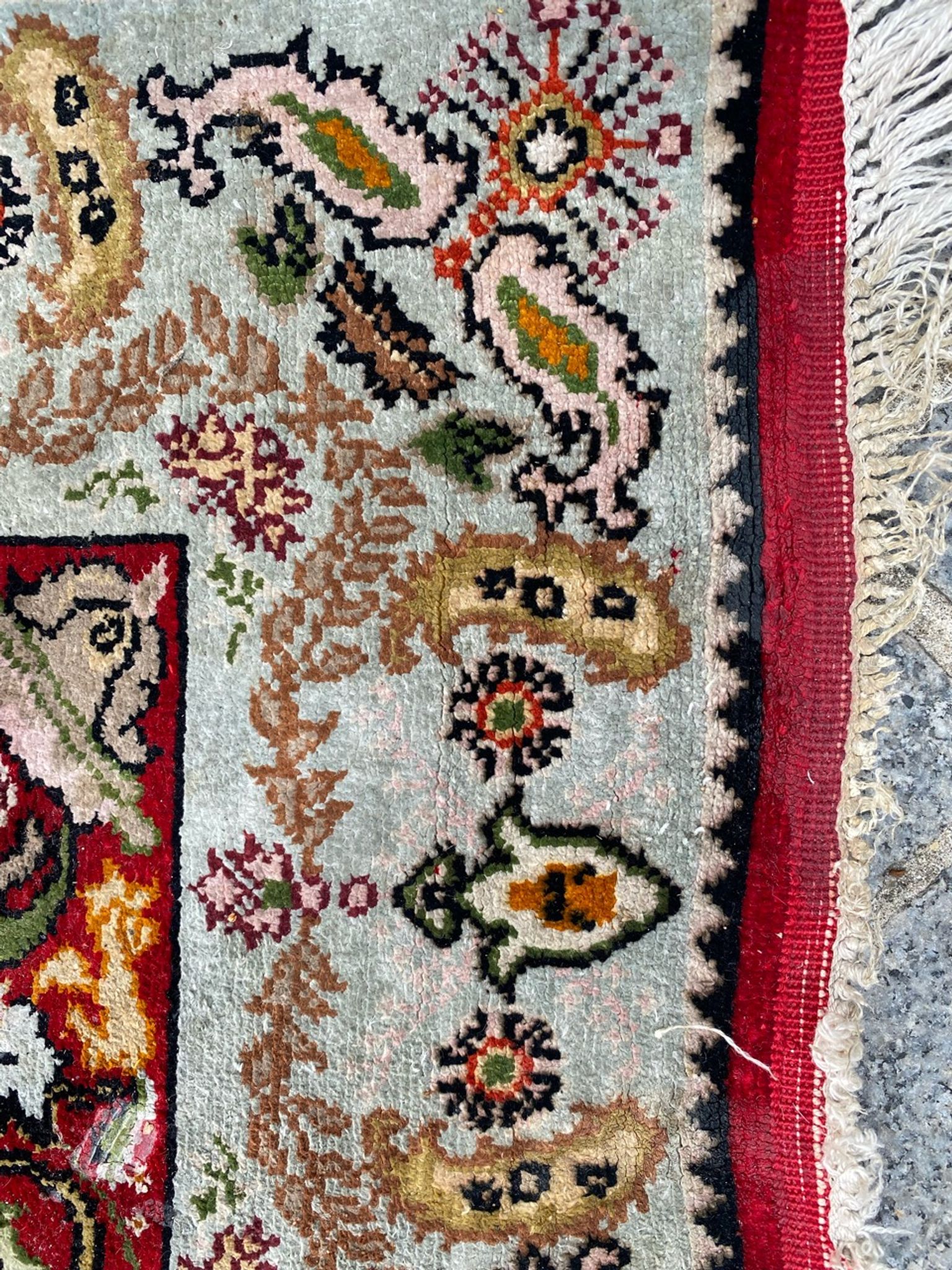 Tapis vintage turc en soie fait main 74x146 cm
