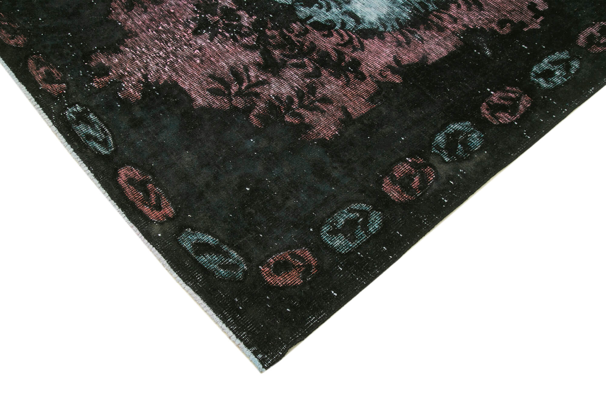 Hand-knotted vintage turkish 1980s 184 cm x 282 cm black carpet