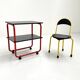 Tubular metal and wood serving trolley, 1980