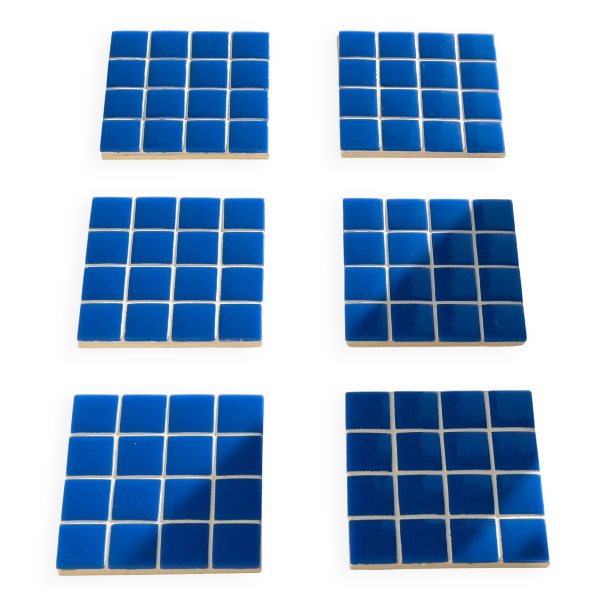 Glass Coasters - Glass Enamels - Mosaic - Handmade - Blue - Set of 6
