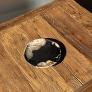 Small pocket tray or dish in black and beige petrified wood D20.5 -3317