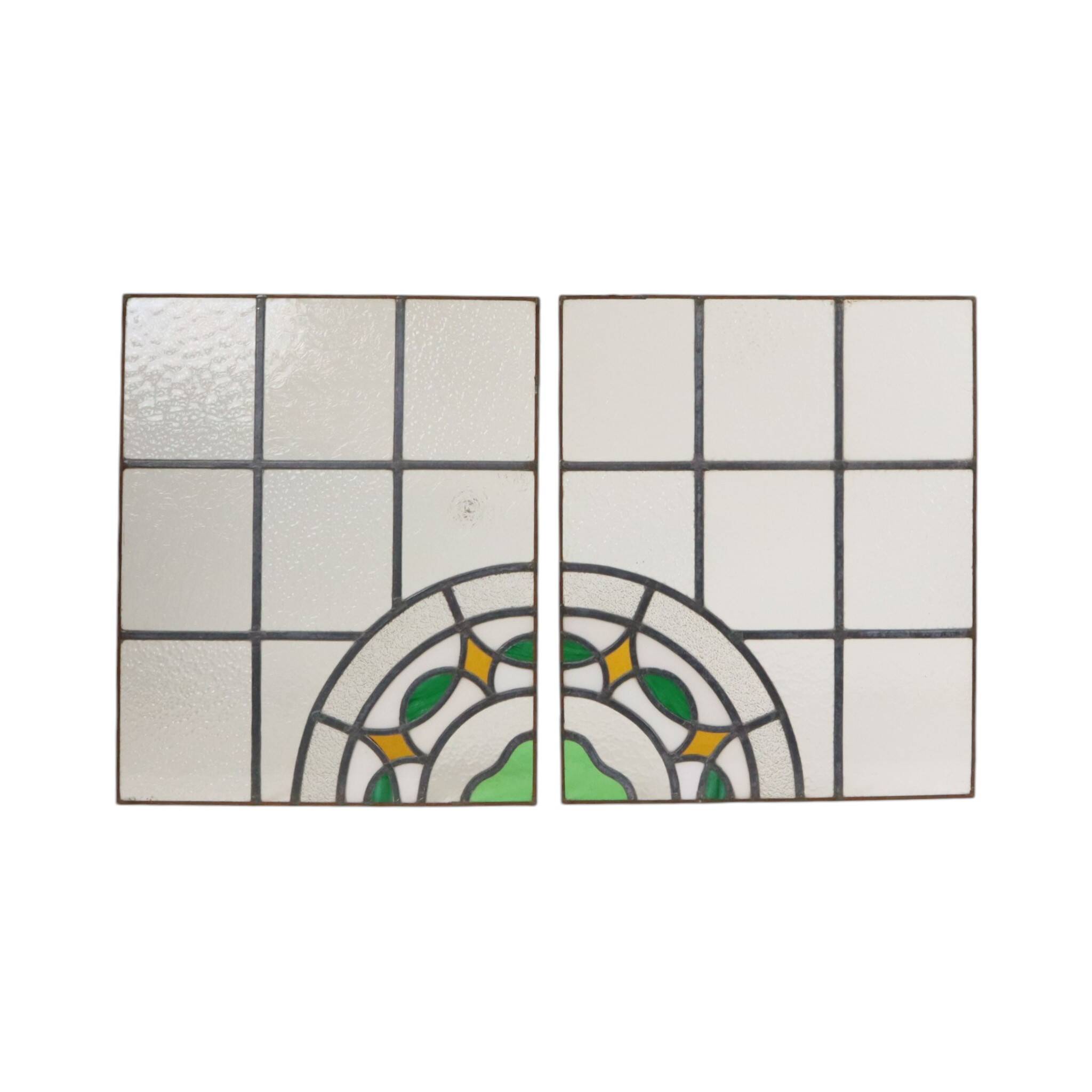 Colorful Art Deco Floral Stained Glass Window 51x42cm