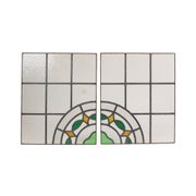 Colorful Art Deco Floral Stained Glass Window 51x42cm