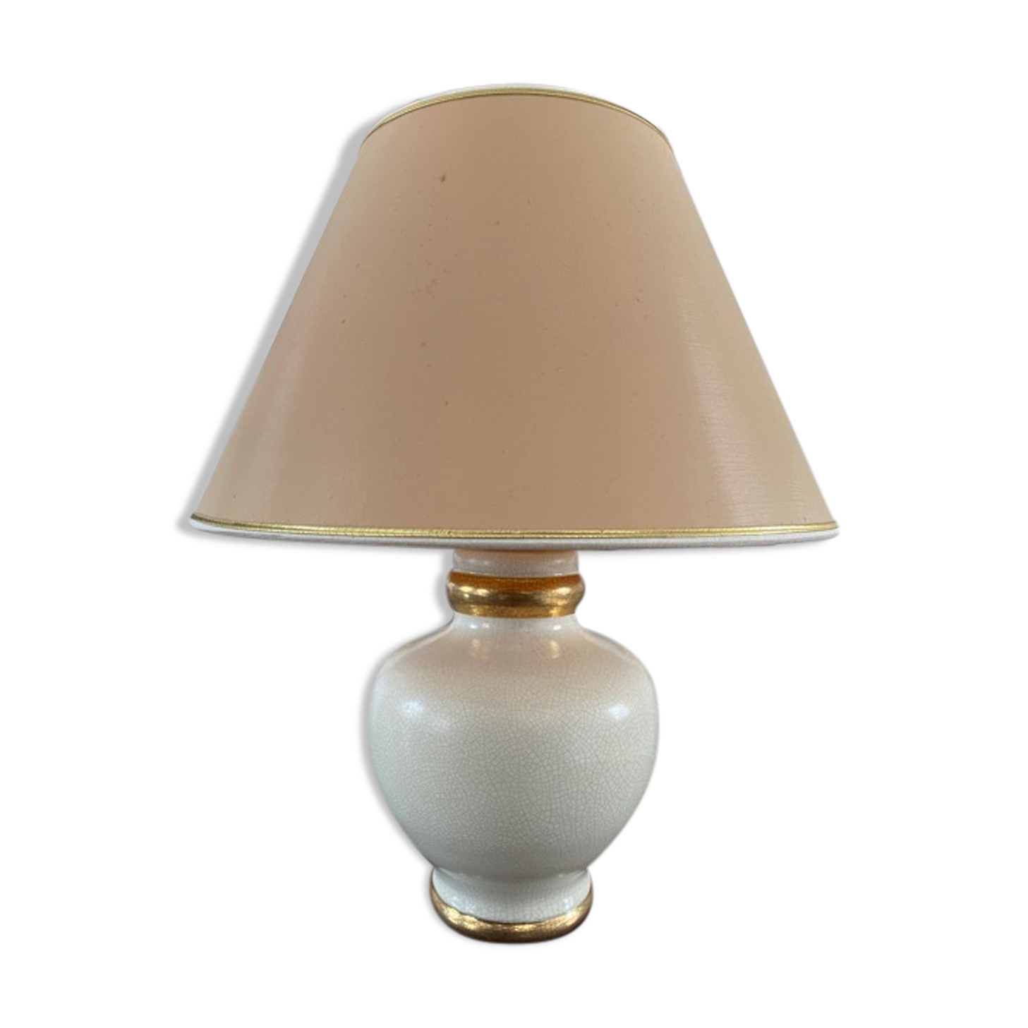Lamp The Dolphin ceramic cracked white and gold 1970