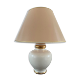 Lampe le dauphin céramique craquelée blanche et or 1970