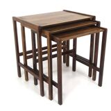 Set of 3 Scandinavian nesting tables in rosewood, Sweden, 1960.