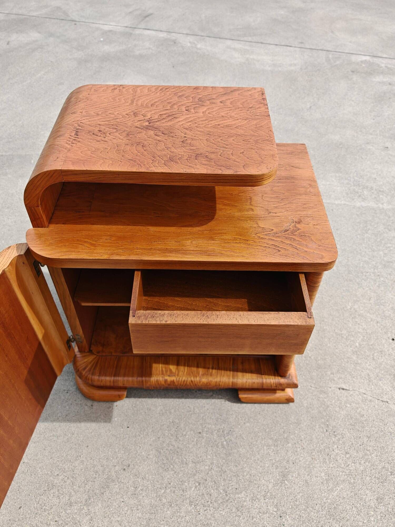 Pair of Art Deco bedside tables renovated in ash, 1930s.