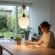 Suspension vintage Louis Kalff avec accent en bois