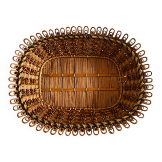 19th century wicker basket embroidered basket weavers folk art