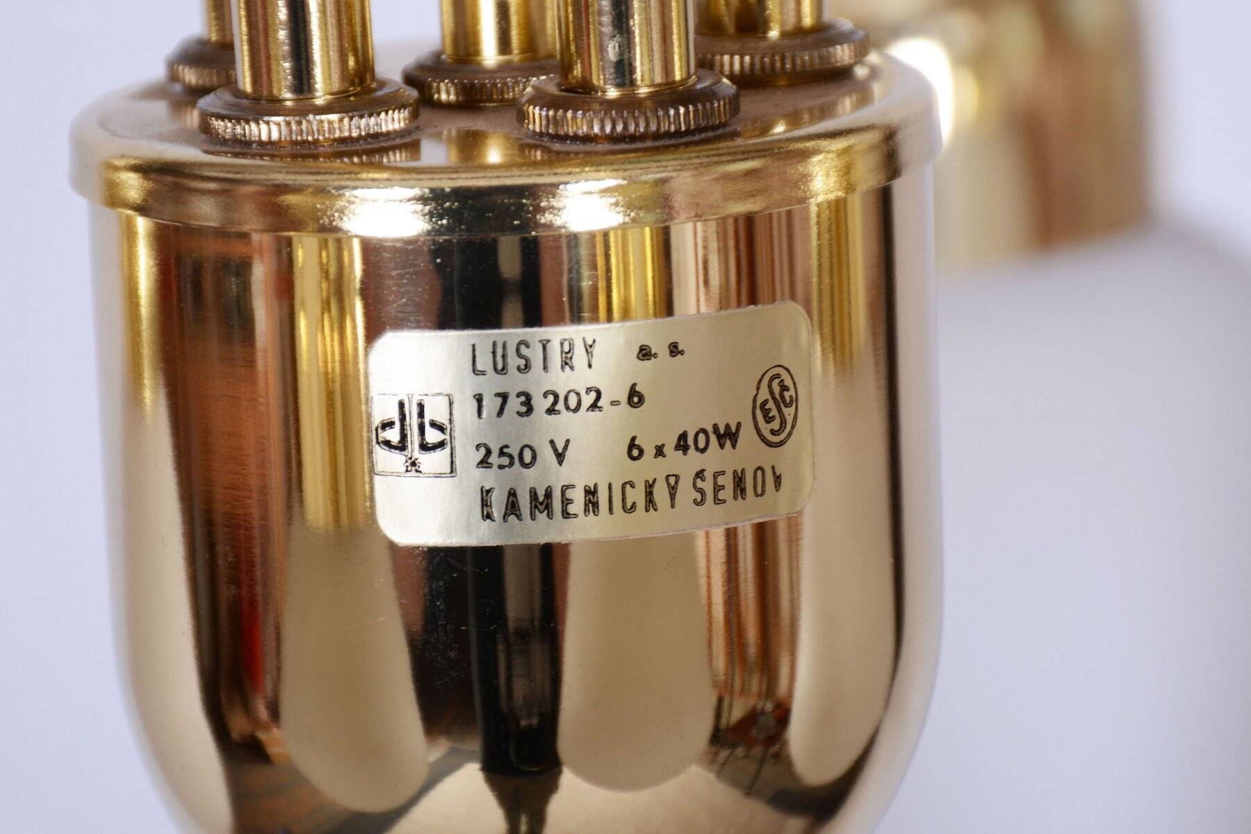 Mid-Century Chandelier in Brass and Opaline Glass, Czech, 1950s