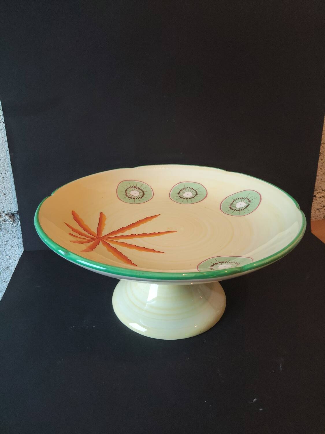 Vintage Lunéville compote dish with exotic fruit decoration from the 1960s.
