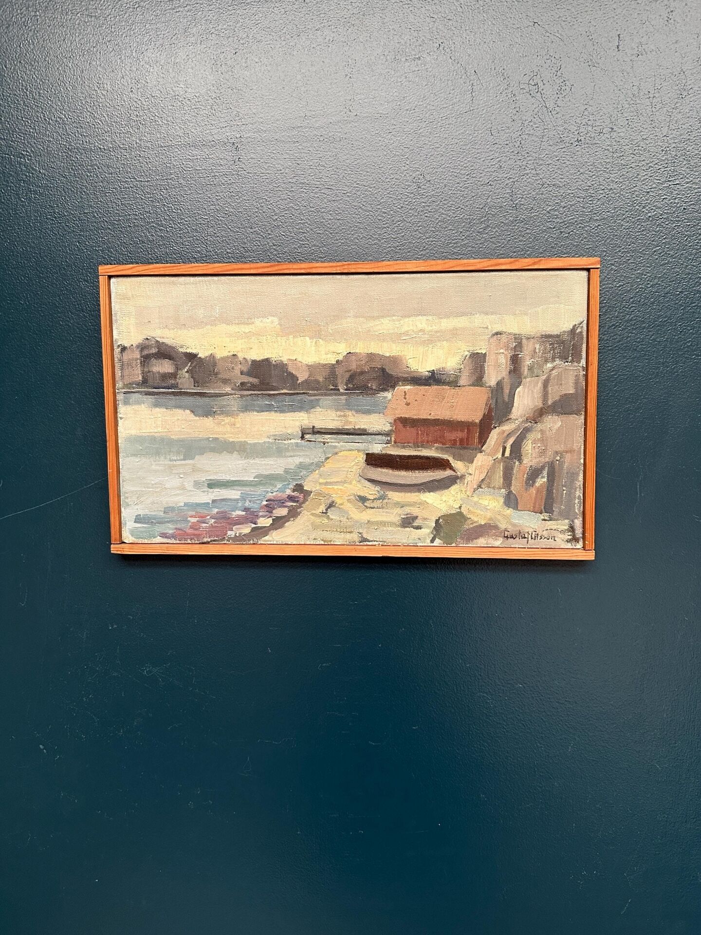 Original Swedish Oil On Canvas – “Seascape” By Gustaf Olsson – Signed – Vintage & Framed – 50 × 30 Cm (19.7" × 11.8")