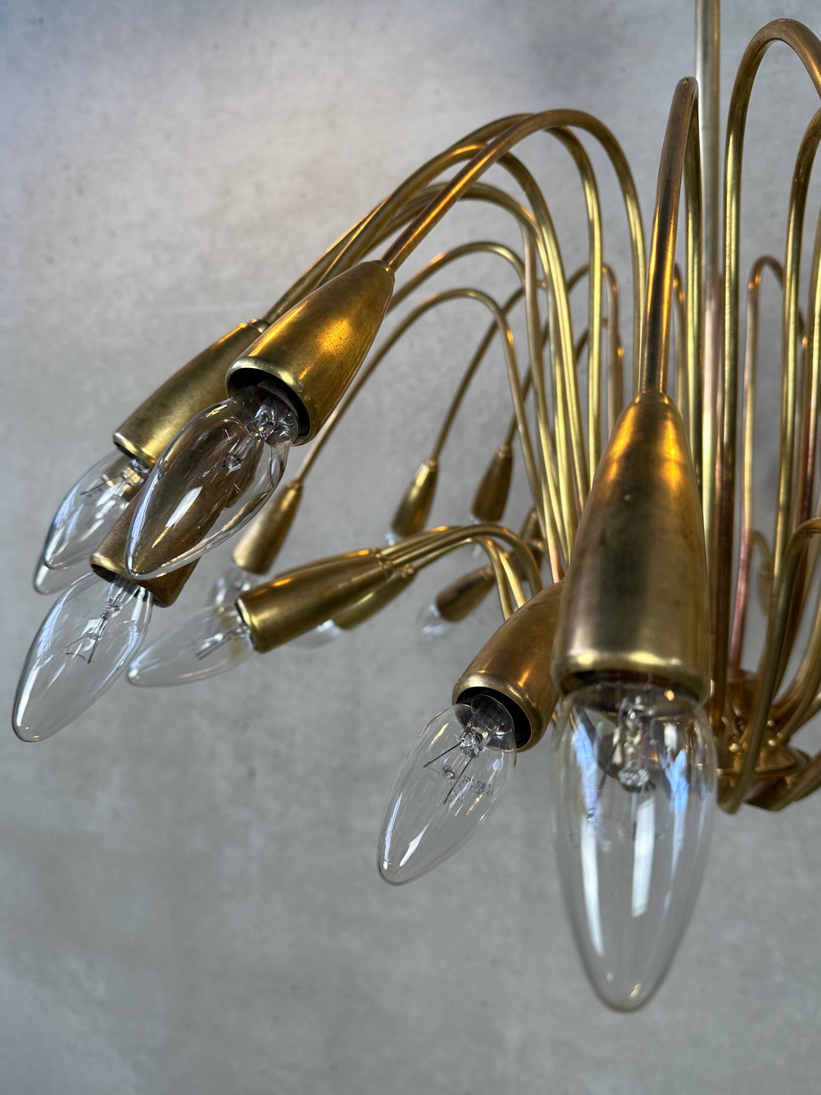 Vintage brass Italian sputnik chandelier