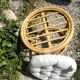 Rattan and bamboo pouf