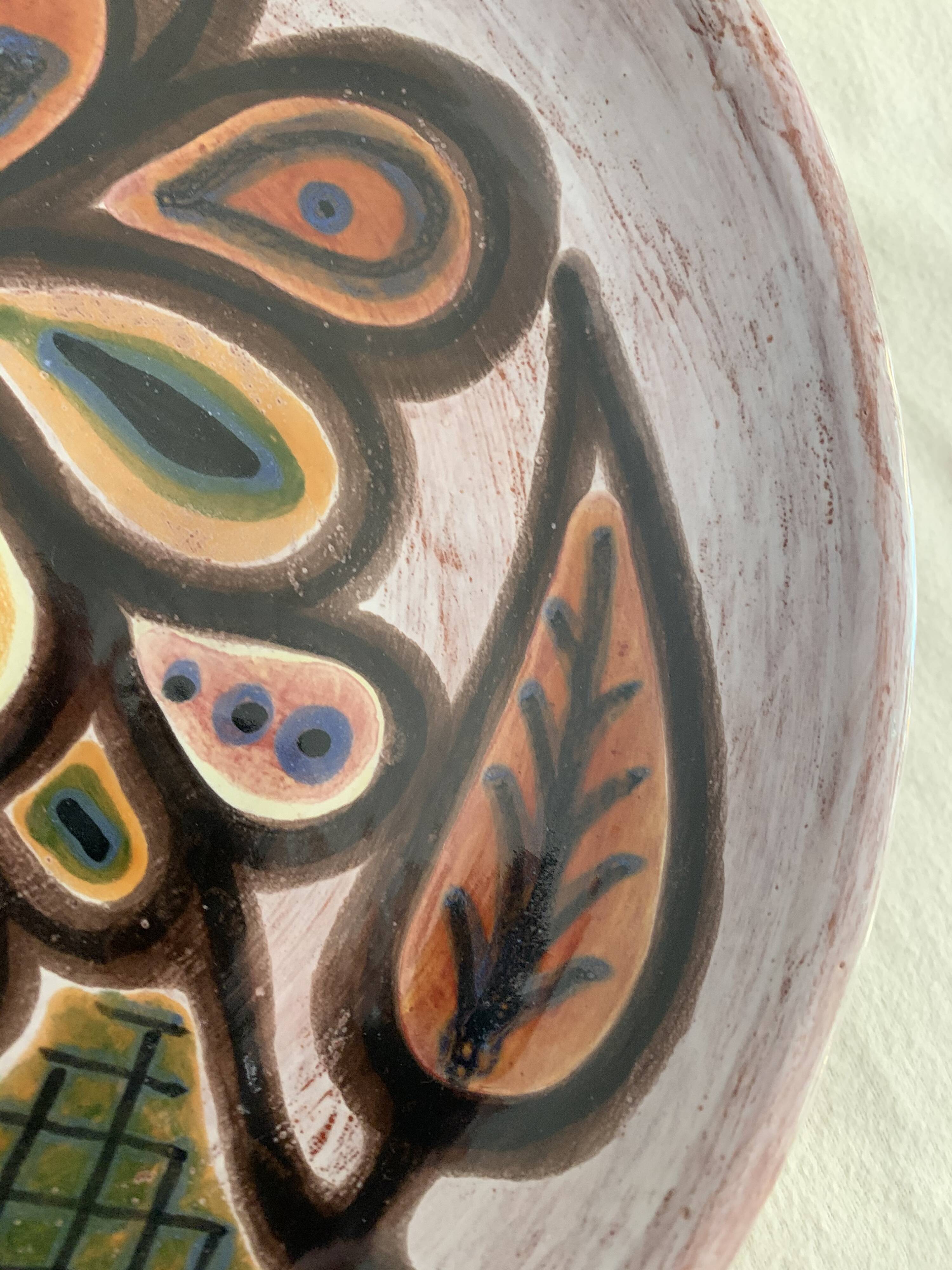 Ceramic dish enamelled by Jacques Poussines Sant Vicens 1950