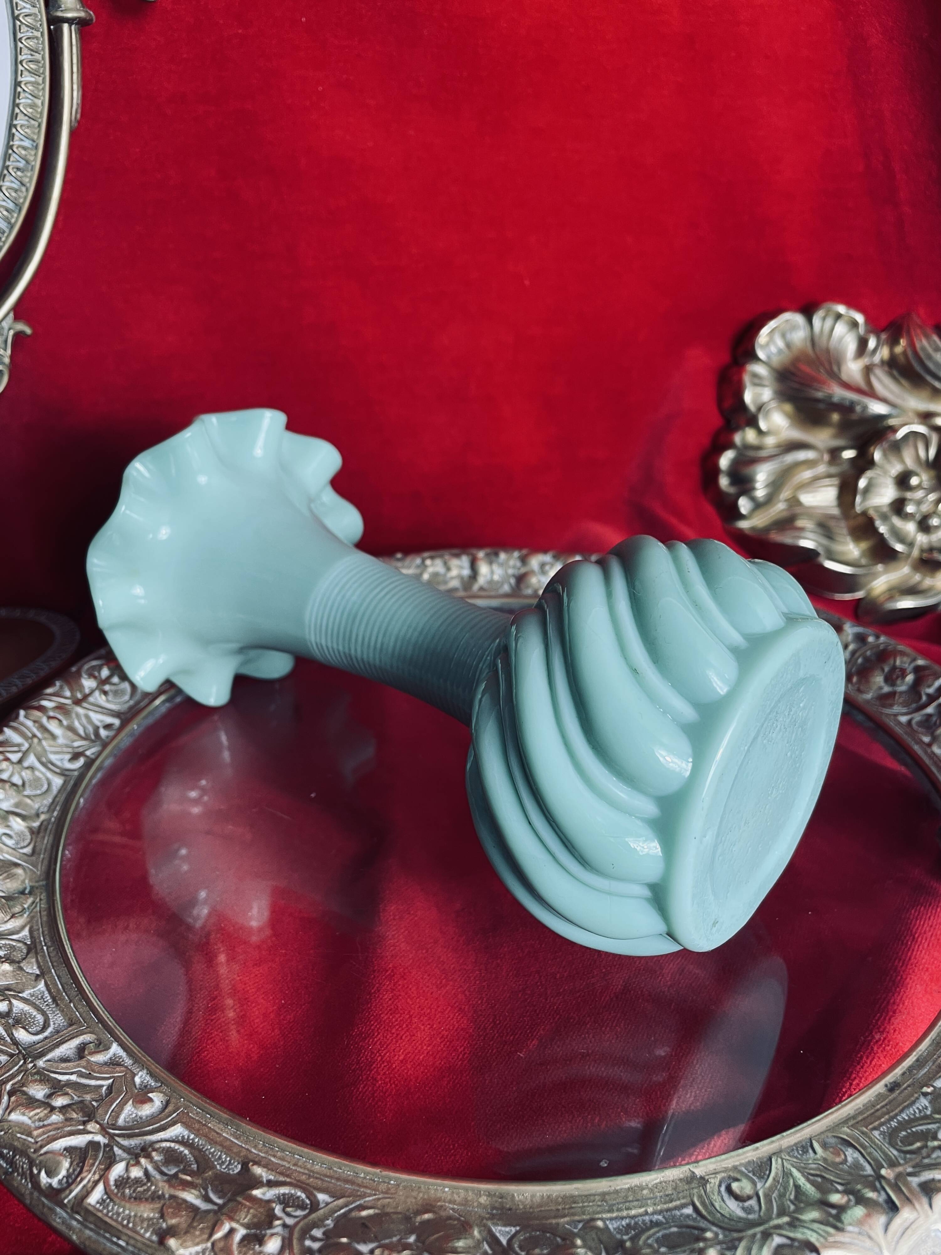 Old green opaline vase