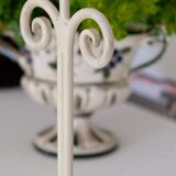 Set of 2 candle holders flower painted metal and glass