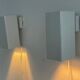 Pair of minimalist white metal wall lights from the mid-century, 1960, Germany.