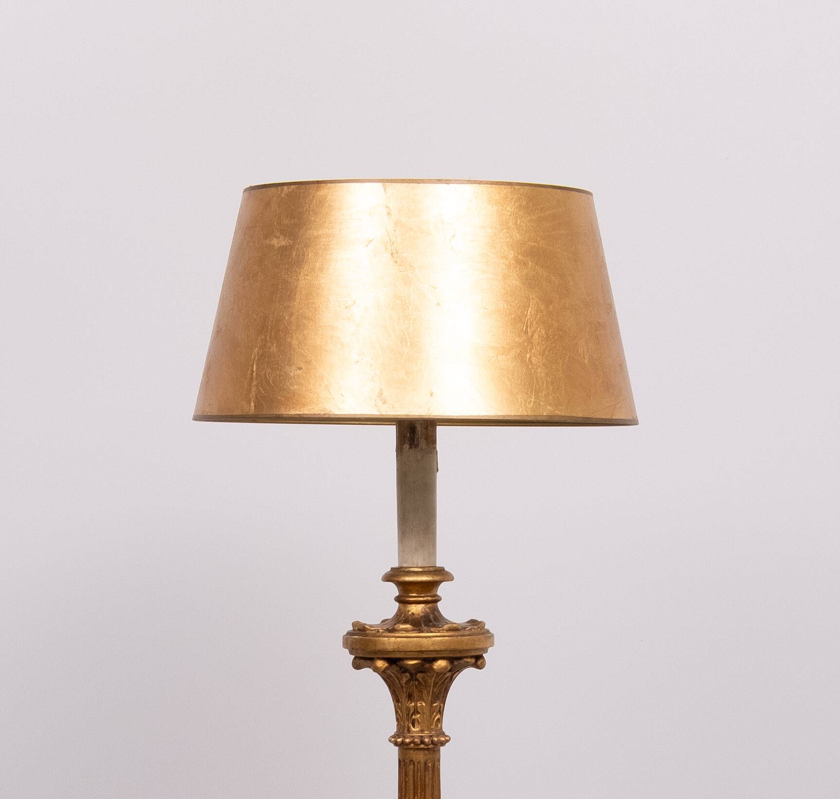 Rococo Italian Wooden Floor Lamp in Gold, 1950s
