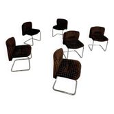 6 anciennes chaises tubulaire et velours design italien des années 70