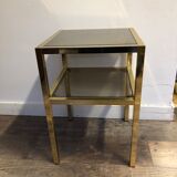 Small 2-Level Side Table in Brass and Glass, 1970s