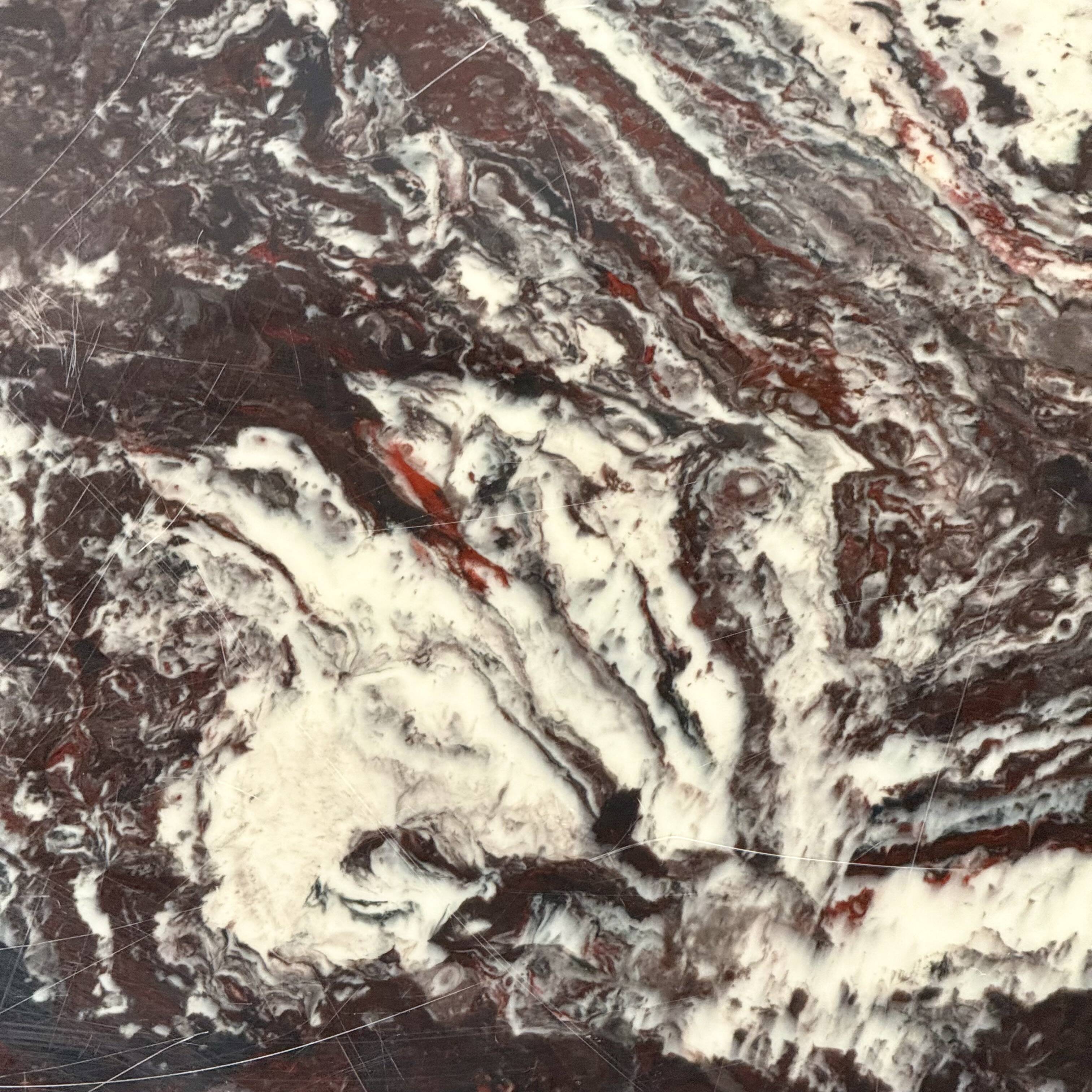 Round vintage coffee table with marble top and chrome base