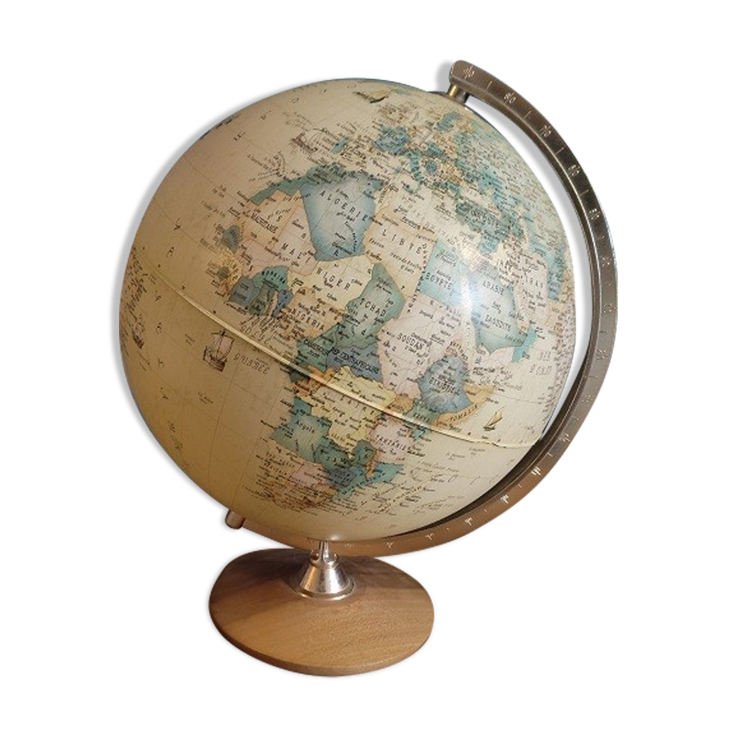 Lamp world globe globe base wood