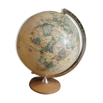 Lamp world globe globe base wood