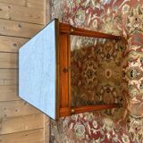 Table basse de style Louis XVI en merisier en marbre de Carrare