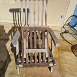 Chaise longue en teck vintage