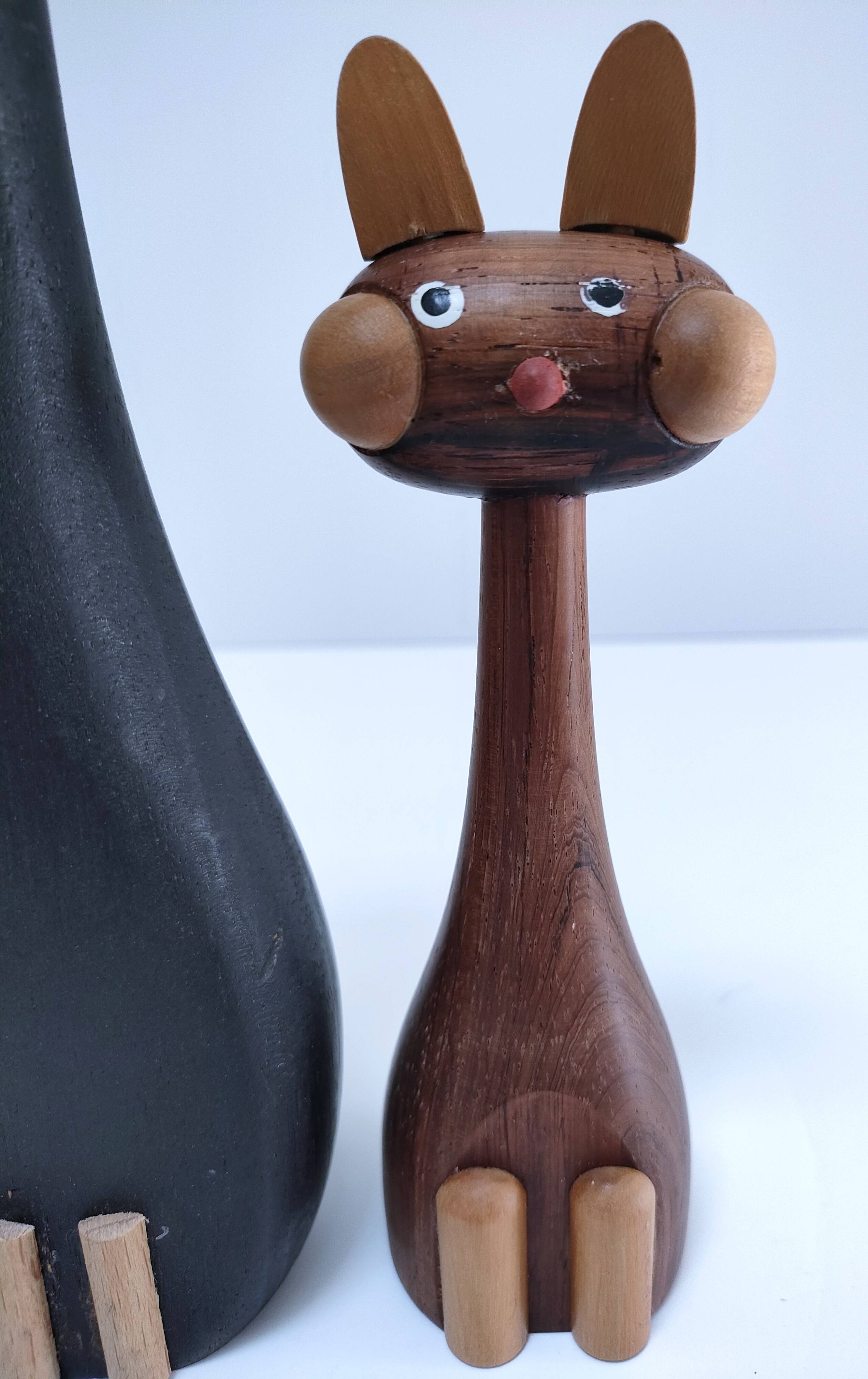 Deux chats bois design scandinave années 60 Laurids Lonborg