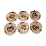 6 flat plates Sarreguemines Obernai décor Alsace
