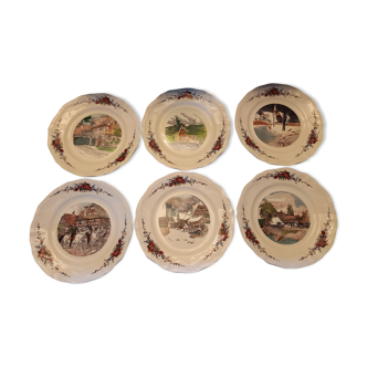 6 assiettes plates Sarreguemines Obernai décor Alsace