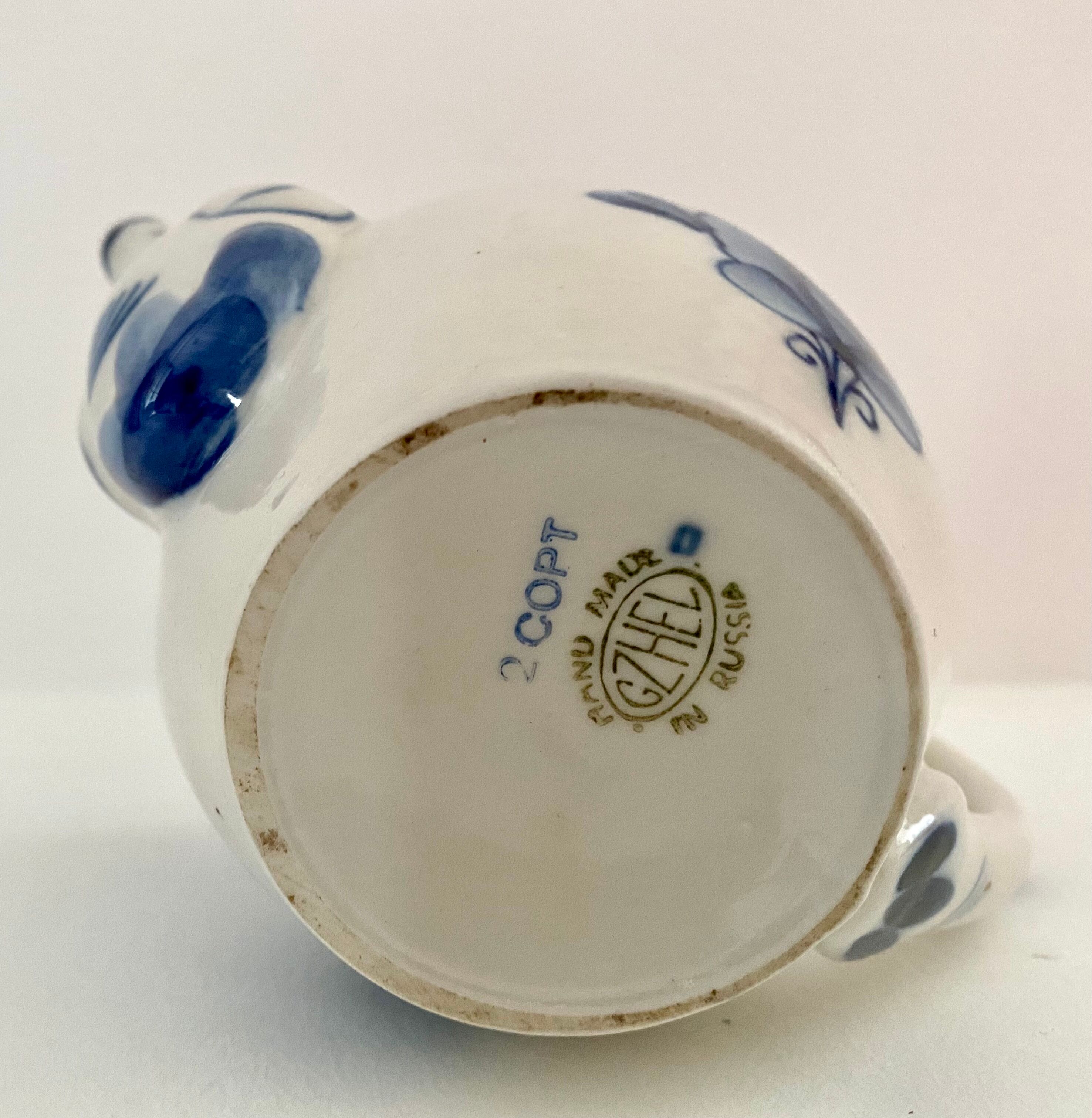 Teapot Russian earthenware gzhel