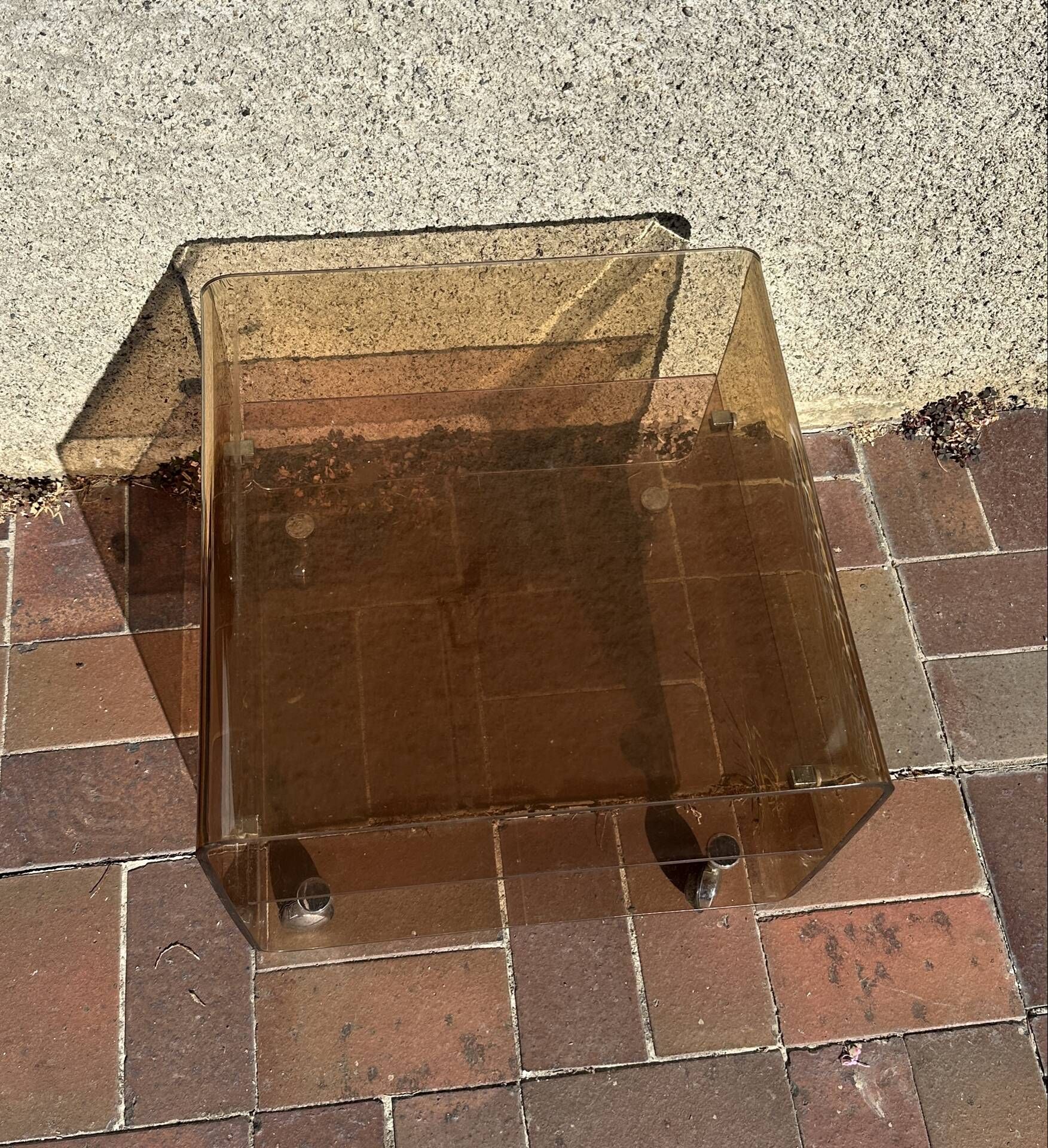 Side table, vintage serving trolley in plexiglass by Michel Dumas for