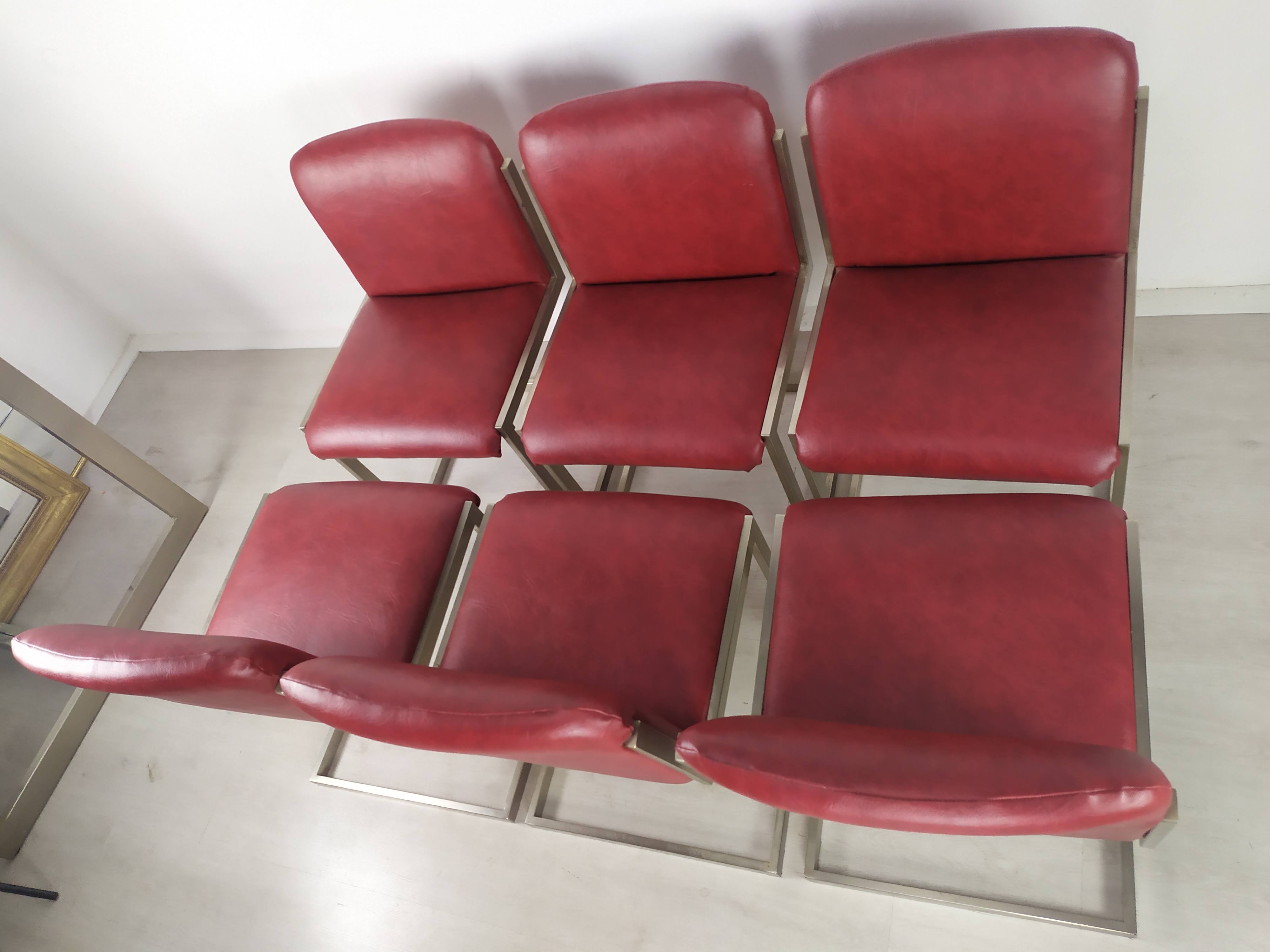 Table design marbre 6 chaises 1970