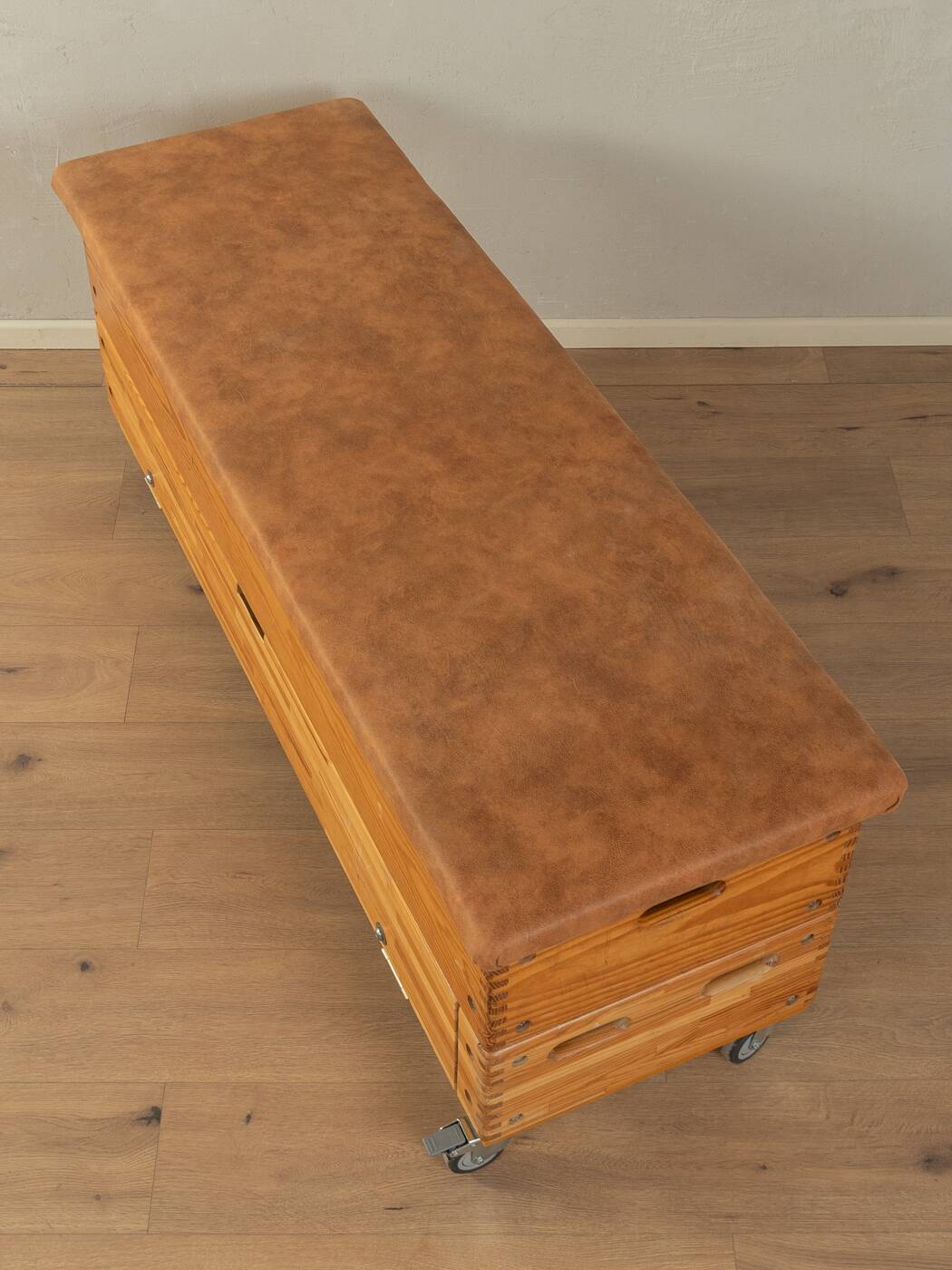 Unique storage chest as a storage cabinet and bench.