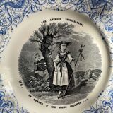Set of 6 talking plates - creil and montereau France