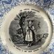 Set of 6 talking plates - creil and montereau France