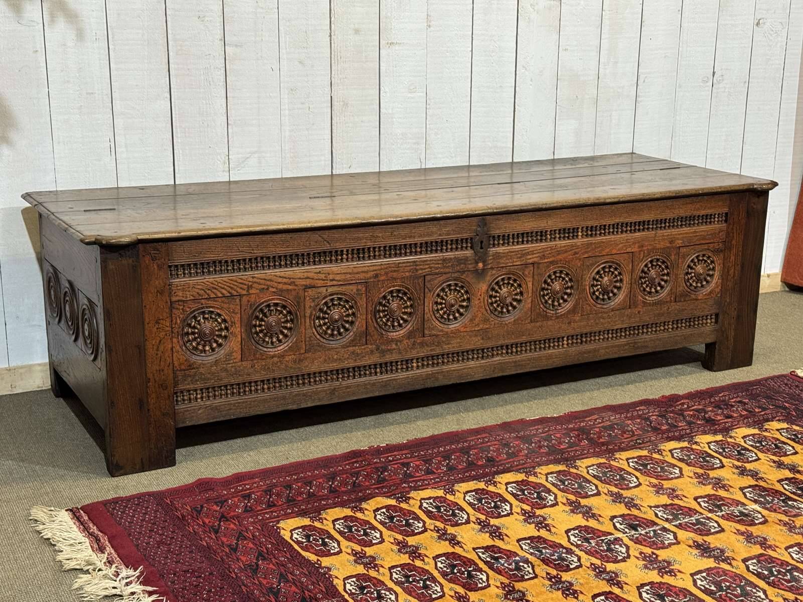18th-century Breton chestnut bank bench