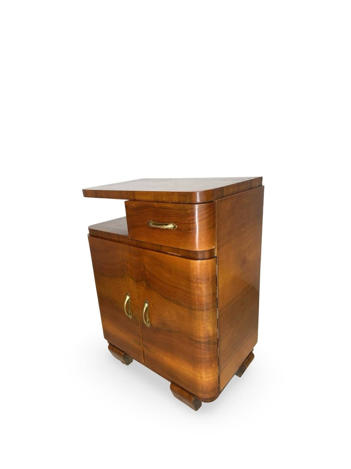 Tables de chevet Art déco italiennes en noyer, années 1940.