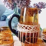 Carafe and 6 vintage tumbler glasses
