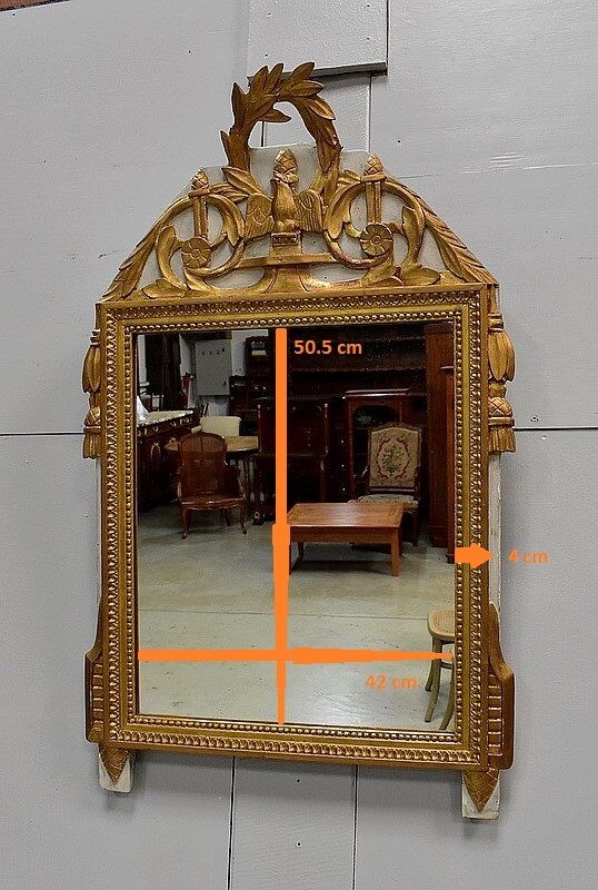 Golden wooden mirror, Louis XVI style - early 20th century
