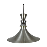 Scandinavian space age pendant lamp by Bent Nordsted for Lyskaer brushed steel 70s