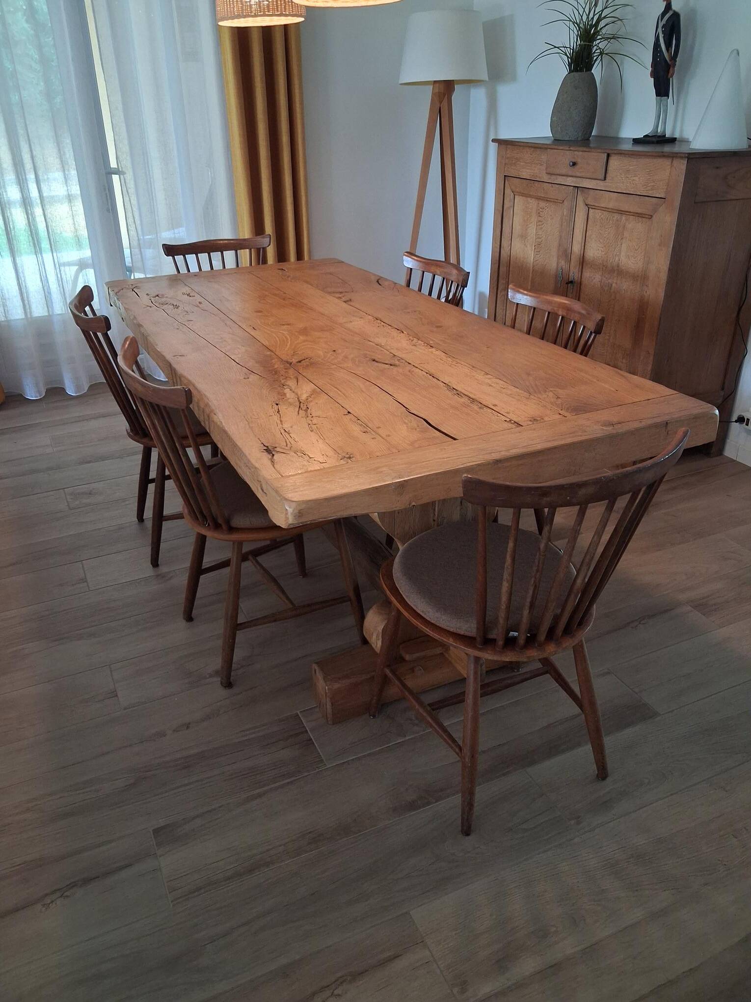 Table en chêne massif 205 cm – fabrication artisanale, pièce unique